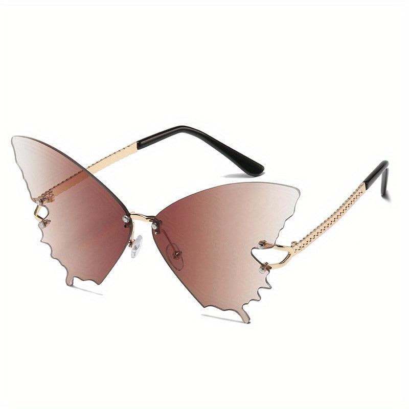 Rimless Butterfly Sunglasses Women's Gradient Shades Eyewear