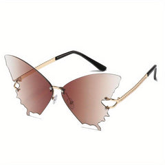 Rimless Butterfly Sunglasses Women's Gradient Shades Eyewear