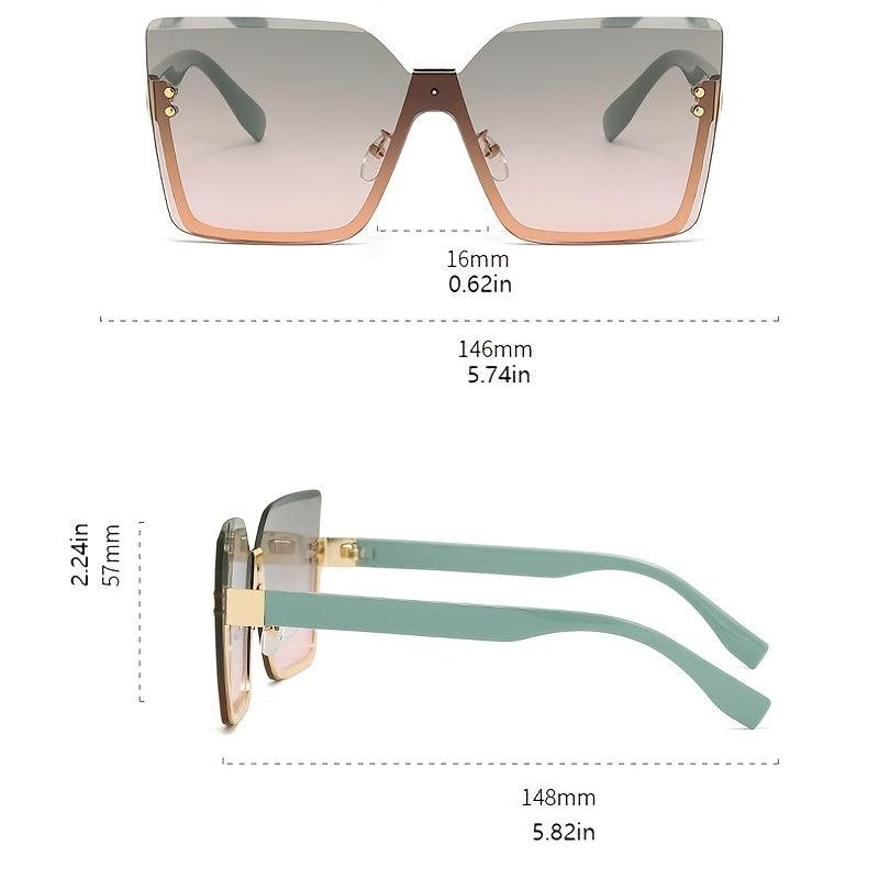 Oversized Rimless Sunglasses UV400 Protection for Women