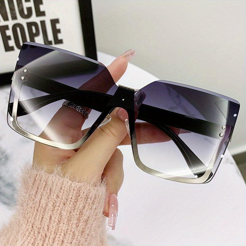 Oversized Rimless Sunglasses UV400 Protection for Women