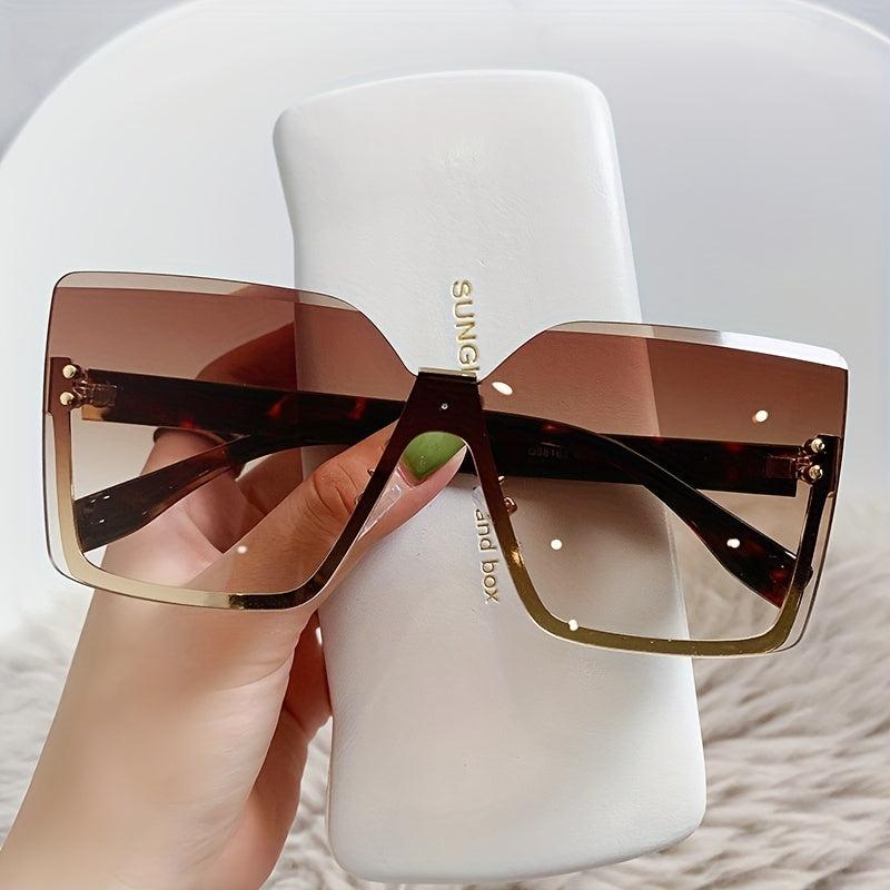Oversized Rimless Sunglasses UV400 Protection for Women