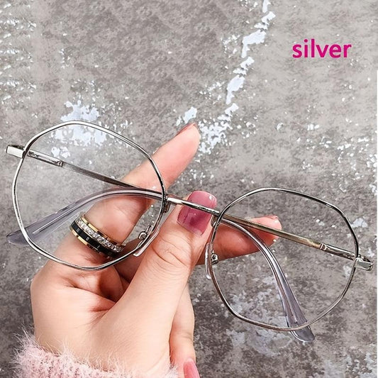 Vintage Round Light Blocking Glasses Metal Frame Golden Temple