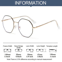 Vintage Round Light Blocking Glasses Metal Frame Golden Temple