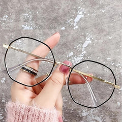 Vintage Round Light Blocking Glasses Metal Frame Golden Temple