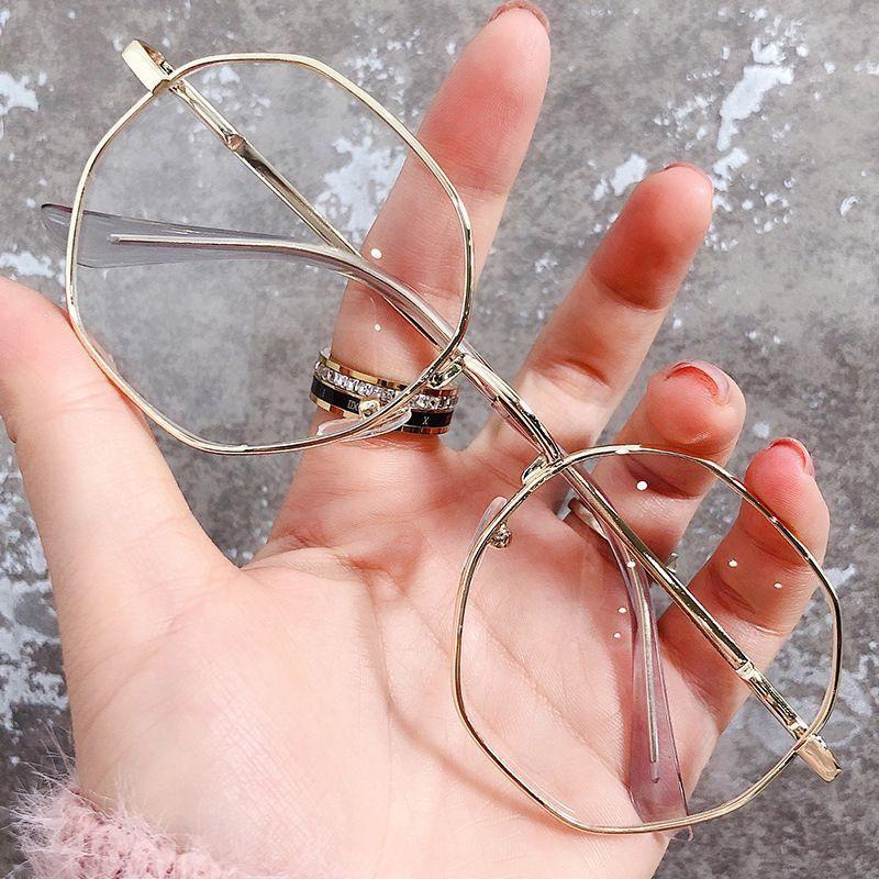 Vintage Round Light Blocking Glasses Metal Frame Golden Temple