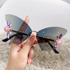 Y2K Rhinestone Butterfly Sunglasses Gradient Eyewear