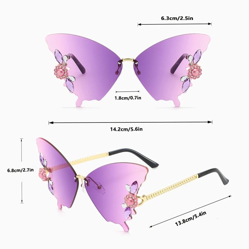 Y2K Rhinestone Butterfly Sunglasses Gradient Eyewear