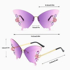 Y2K Rhinestone Butterfly Sunglasses Gradient Eyewear