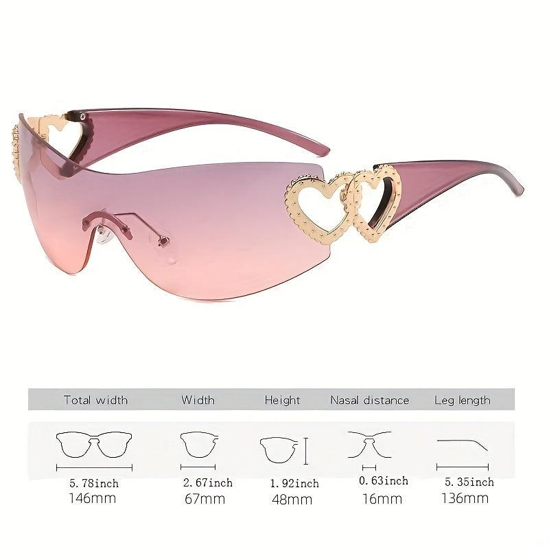 Y2K Heart Gradient Wrap Sunglasses UV400