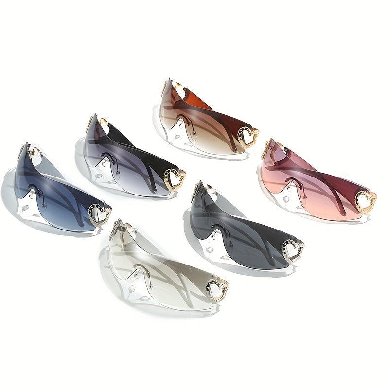Y2K Heart Gradient Wrap Sunglasses UV400
