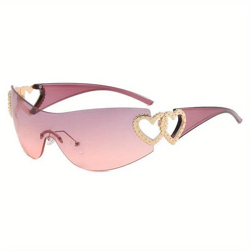 Y2K Heart Gradient Wrap Sunglasses UV400