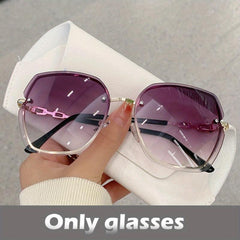 Oversized Gradient Sunglasses with Rhinestone Frame
