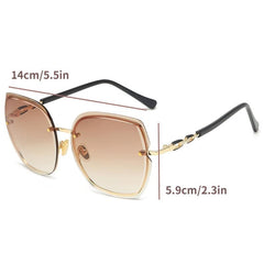Oversized Gradient Sunglasses with Rhinestone Frame