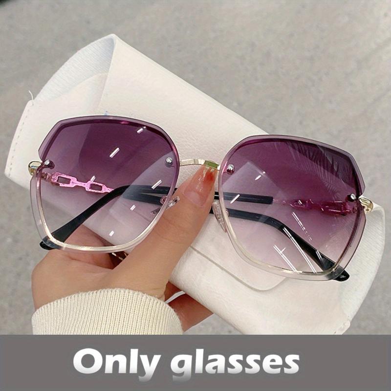 Oversized Gradient Sunglasses with Rhinestone Frame