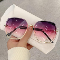 Oversized Gradient Sunglasses with Rhinestone Frame