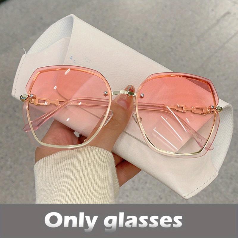 Oversized Gradient Sunglasses with Rhinestone Frame