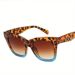 Vintage Leopard Cat Eye Sunglasses Large Frame Gradient Sunshade Eyewear Women