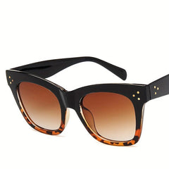 Vintage Leopard Cat Eye Sunglasses Large Frame Gradient Sunshade Eyewear Women