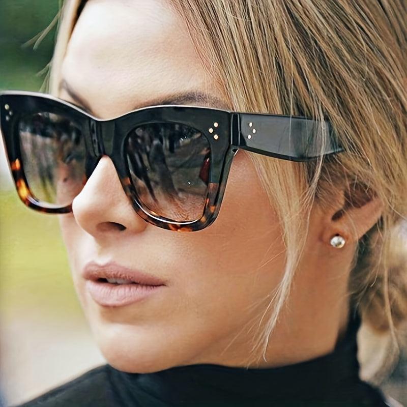 Vintage Leopard Cat Eye Sunglasses Large Frame Gradient Sunshade Eyewear Women