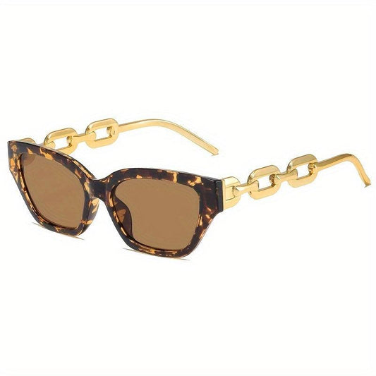 Cat Eye Sunglasses Mirror Lens Chain Charm UV400