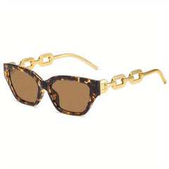 Cat Eye Sunglasses Mirror Lens Chain Charm UV400