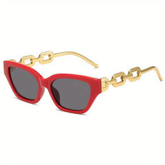 Cat Eye Sunglasses Mirror Lens Chain Charm UV400
