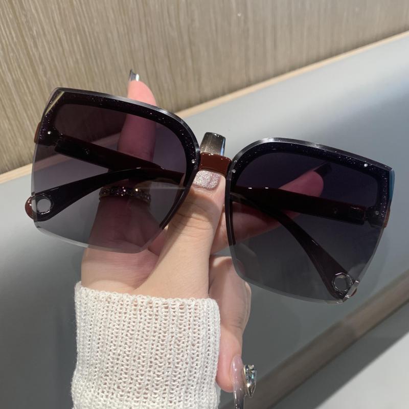 Semi Rimless Sunglasses Gradient Lens Cat Eye Glasses UV400