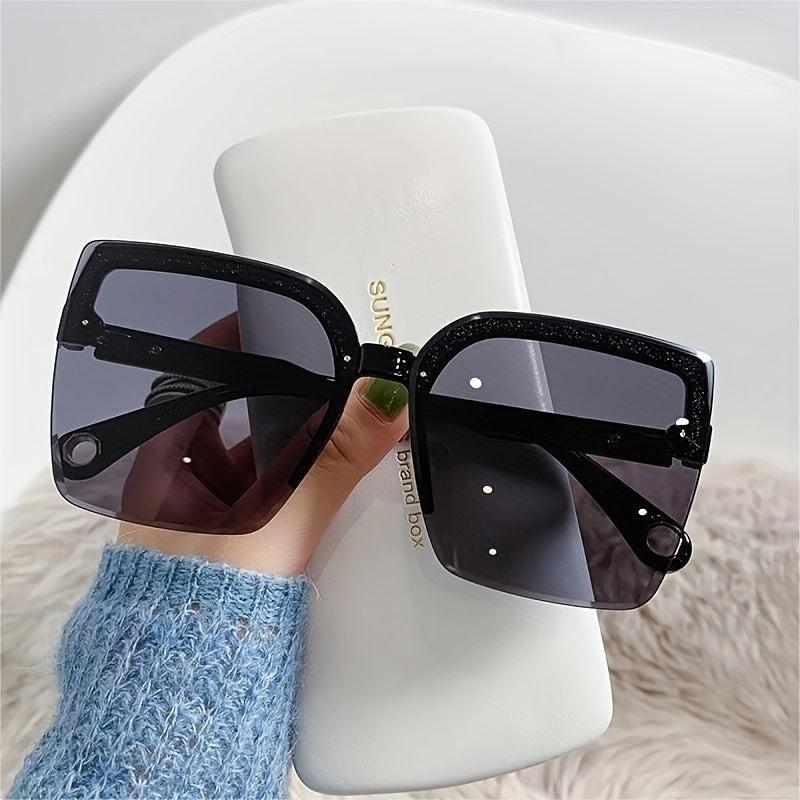 Semi Rimless Sunglasses Gradient Lens Cat Eye Glasses UV400