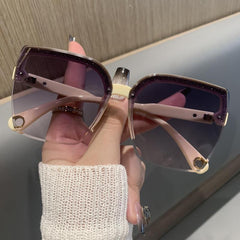 Semi Rimless Sunglasses Gradient Lens Cat Eye Glasses UV400