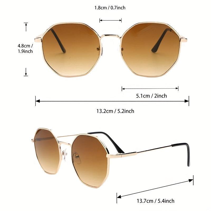Polygonal Metal Sunglasses Gradient UV400