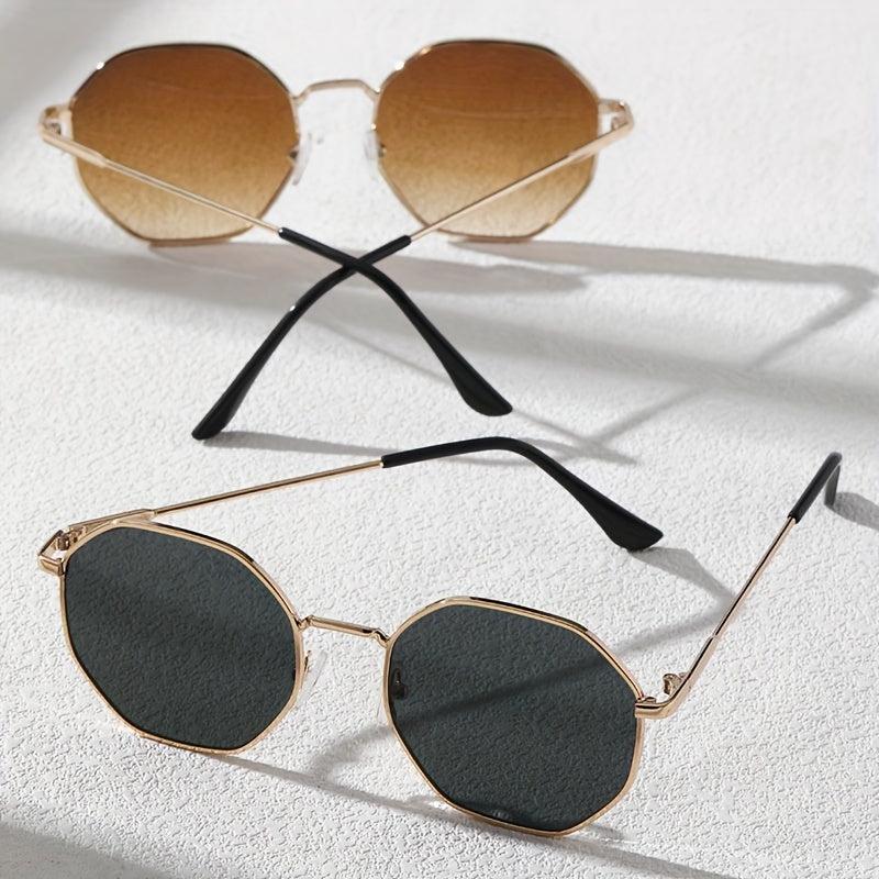 Polygonal Metal Sunglasses Gradient UV400