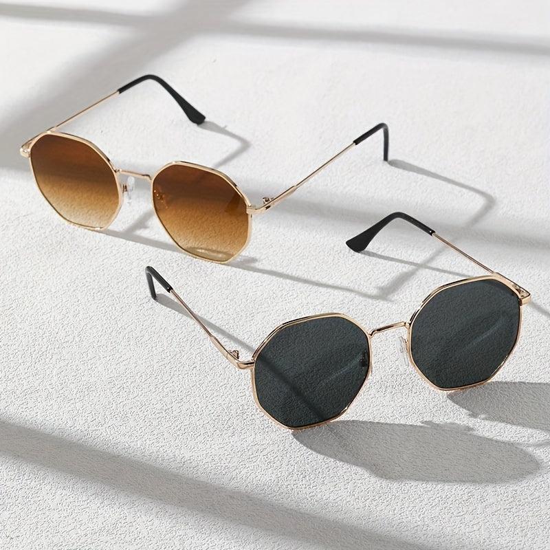 Polygonal Metal Sunglasses Gradient UV400
