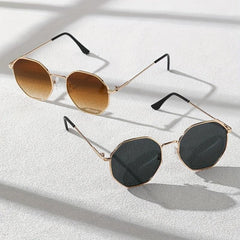 Polygonal Metal Sunglasses Gradient UV400