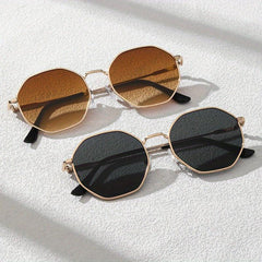 Polygonal Metal Sunglasses Gradient UV400