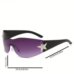 Y2K Rimless Sunglasses Gradient Lens Futuristic Outdoor Eyewear UV400
