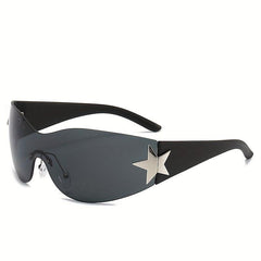 Y2K Rimless Sunglasses Gradient Lens Futuristic Outdoor Eyewear UV400