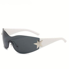 Y2K Rimless Sunglasses Gradient Lens Futuristic Outdoor Eyewear UV400