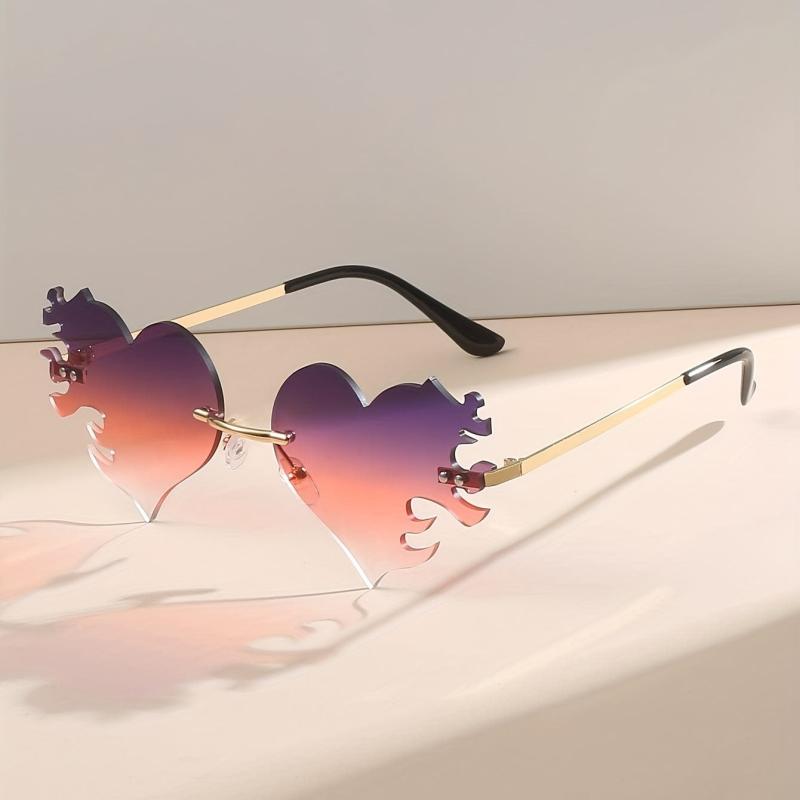 Vintage 90s Punk Heart Flame Glasses Disco Party Sunglasses