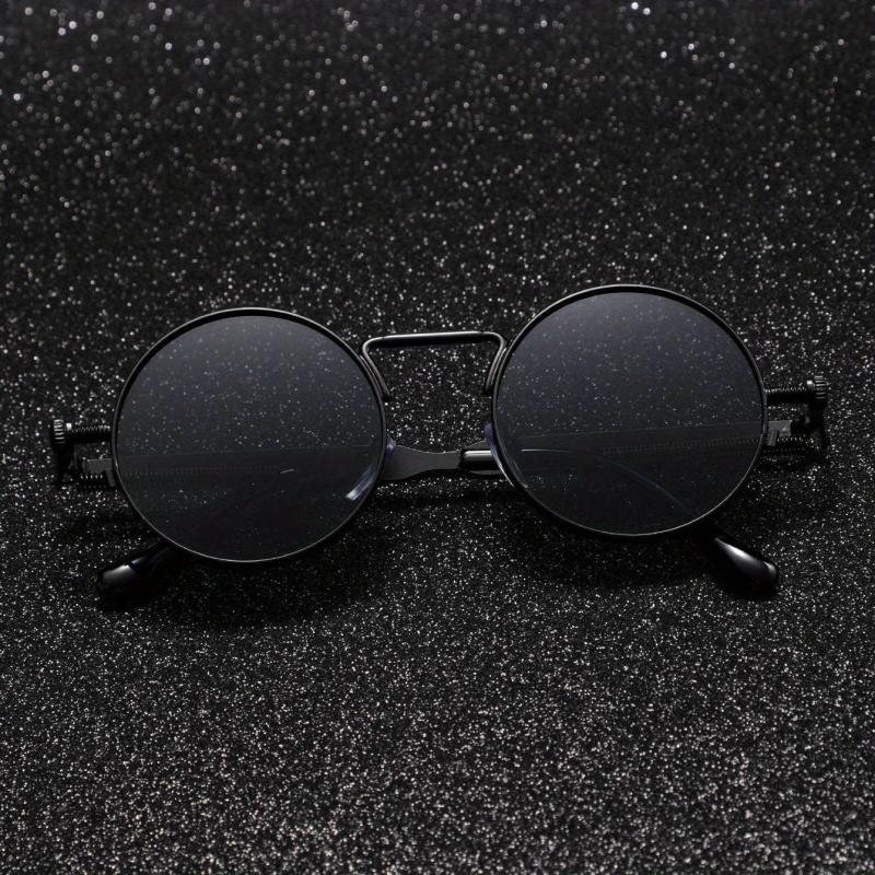 Y2K Steampunk Sunglasses Round Metal Spring Temple Glasses UV400