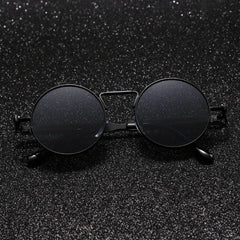 Y2K Steampunk Sunglasses Round Metal Spring Temple Glasses UV400