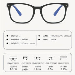 Clear Lens Glasses Square Frame Metal Decor Glasses