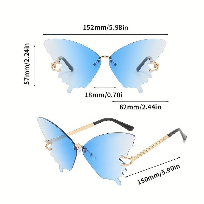 Oversized Rimless Butterfly Sunglasses Gradient UV400
