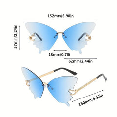 Oversized Rimless Butterfly Sunglasses Gradient UV400