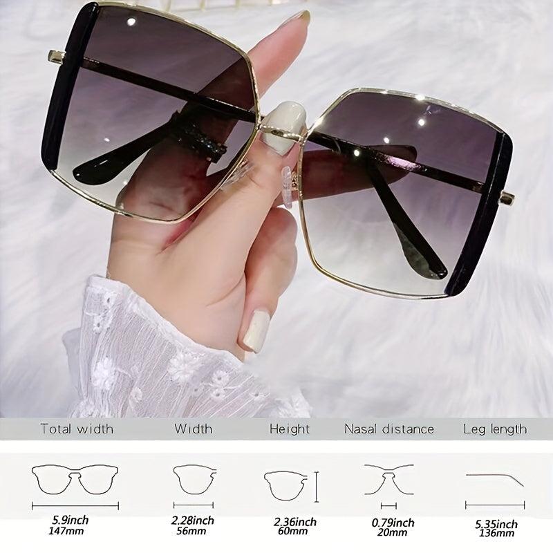 Oversized Square Polarized Sunglasses Vintage Metal Frame UV400