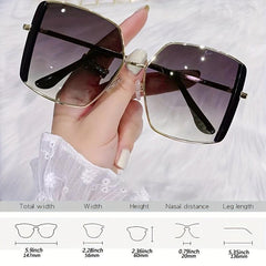 Oversized Square Polarized Sunglasses Vintage Metal Frame UV400