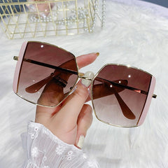 Oversized Square Polarized Sunglasses Vintage Metal Frame UV400