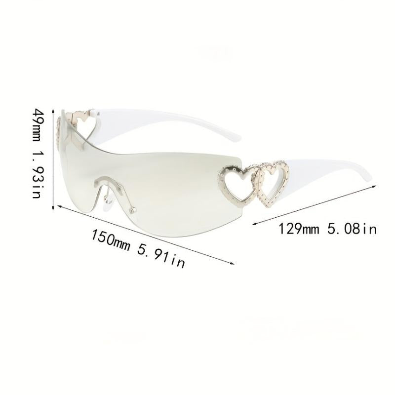 Heart Eye Sunglasses Wrap Around Glasses Y2K Gradient Shades