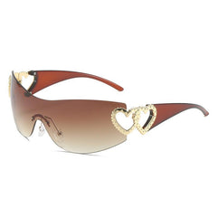 Heart Eye Sunglasses Wrap Around Glasses Y2K Gradient Shades