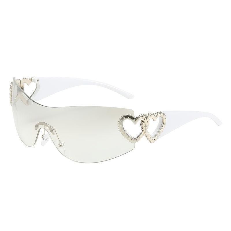 Heart Eye Sunglasses Wrap Around Glasses Y2K Gradient Shades