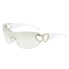 Heart Eye Sunglasses Wrap Around Glasses Y2K Gradient Shades
